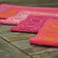 Handgeweven roze placemats in de techniek overshot